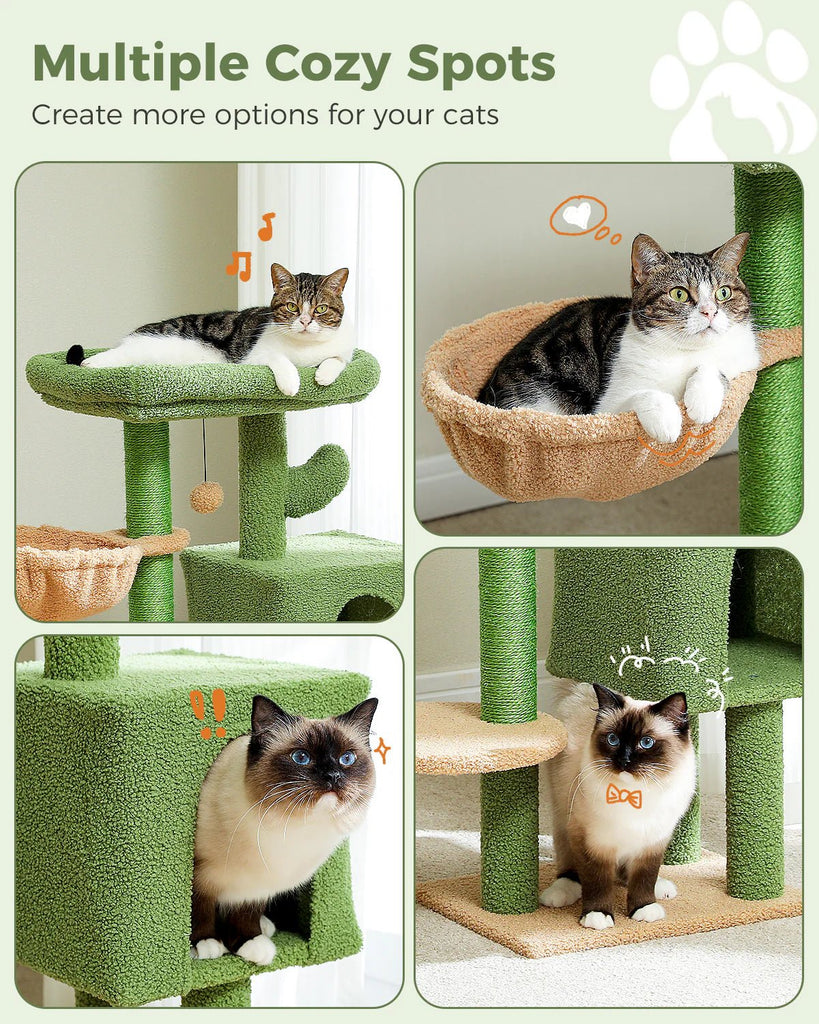 Cat Condo Scratching Post Furniture with Hammock - Cactus - House Of Pets Delight (HOPD)