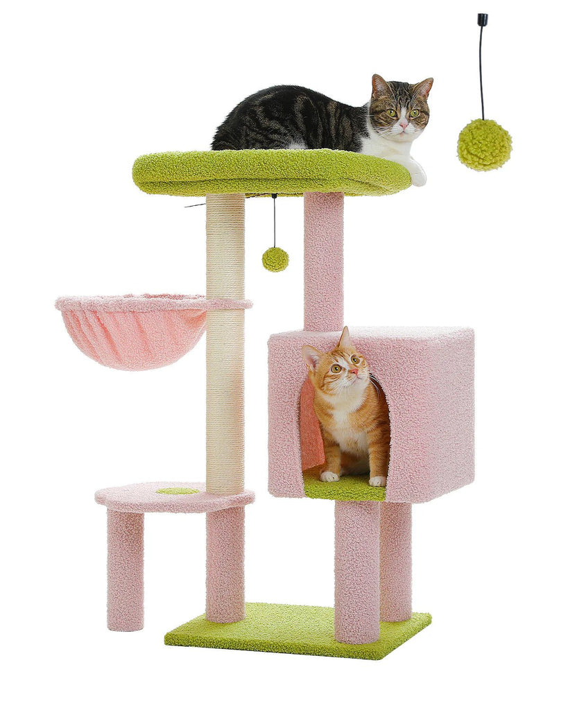 Cat Condo Scratching Post Furniture with Hammock Pink - House Of Pets Delight (HOPD)