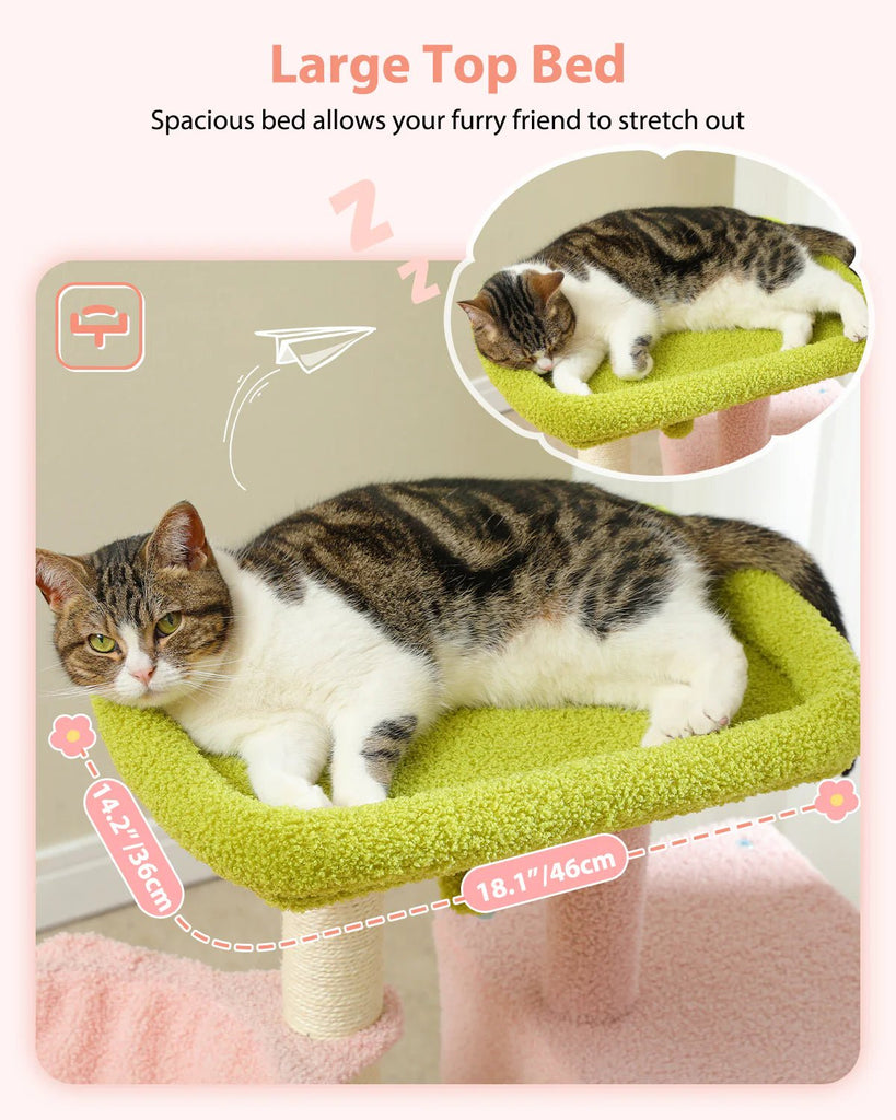 Cat Condo Scratching Post Furniture with Hammock Pink - House Of Pets Delight (HOPD)