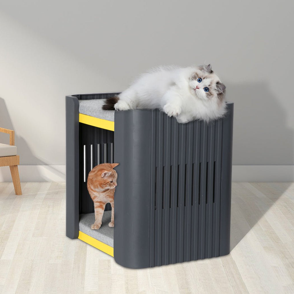 Cat House with Memory Foam Mat Calming Bed Kennel - House Of Pets Delight (HOPD)