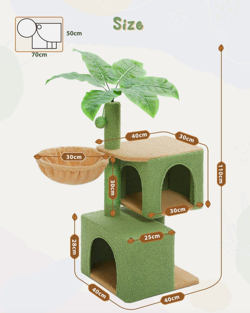 Cat Plant Tower Scratching Post Condo with Hammock Bed - House Of Pets Delight (HOPD)