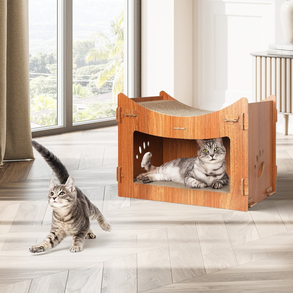 Cat Scratching Board Corrugated Cardboard Condo House - Large - House Of Pets Delight (HOPD)