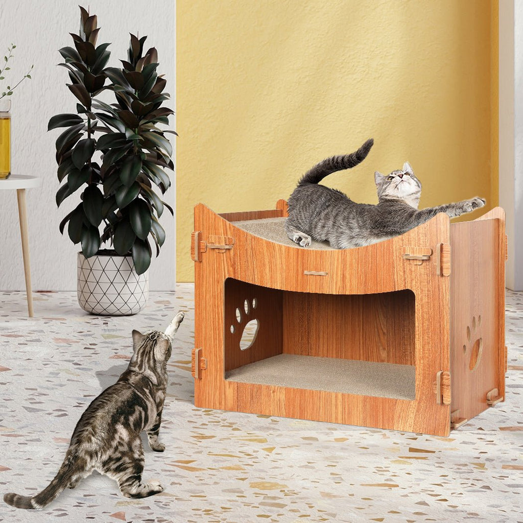 Cat Scratching Board Corrugated Cardboard Condo House - Large - House Of Pets Delight (HOPD)