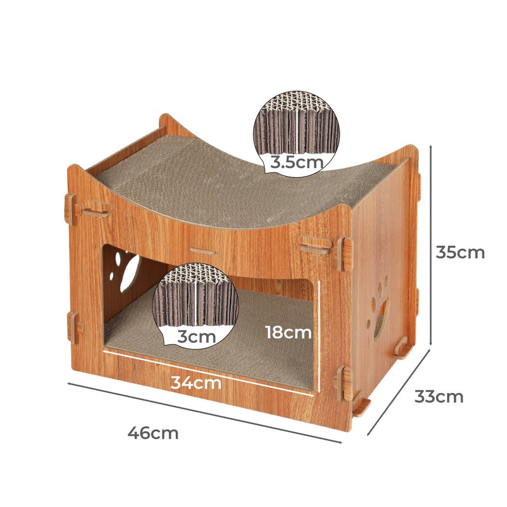 Cat Scratching Board Corrugated Cardboard Condo House - Large - House Of Pets Delight (HOPD)