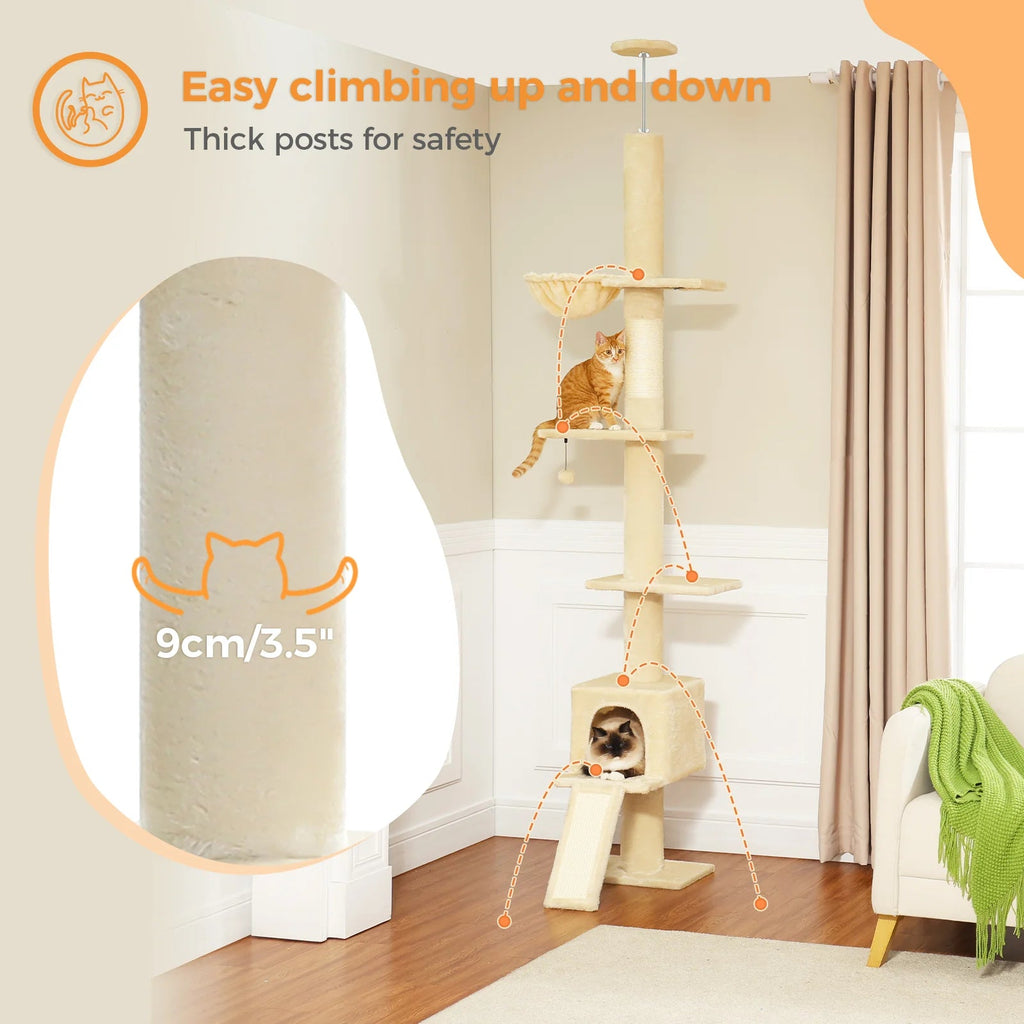 Ceiling High Cat Scratcher Condo Bed - Beige - House Of Pets Delight (HOPD)