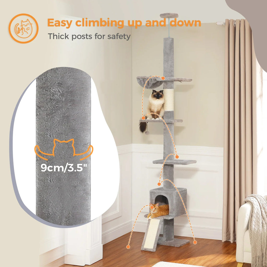 Ceiling High Cat Scratcher Condo Bed - Grey - House Of Pets Delight (HOPD)