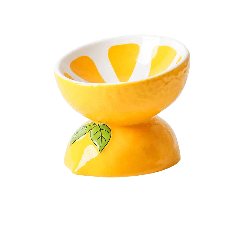 Ceramic Elevated Pet Food Bowl - Lemon - House Of Pets Delight (HOPD)