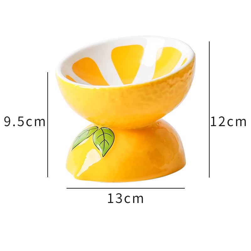 Ceramic Elevated Pet Food Bowl - Lemon - House Of Pets Delight (HOPD)