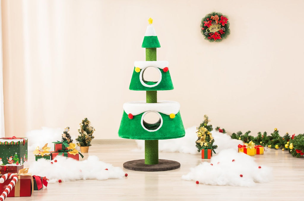 Christmas Cat Tree - Festive Fun and Cozy Hideaway for Furry Friends - 159cm Height - House Of Pets Delight (HOPD)