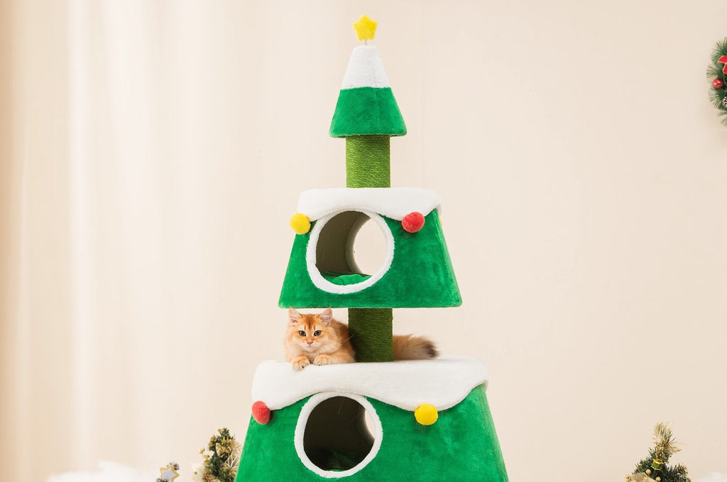 Christmas Cat Tree - Festive Fun and Cozy Hideaway for Furry Friends - 159cm Height - House Of Pets Delight (HOPD)