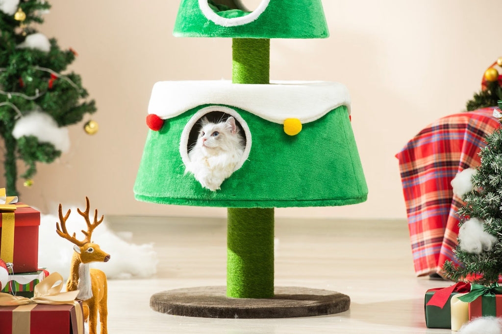 Christmas Cat Tree - Festive Fun and Cozy Hideaway for Furry Friends - 159cm Height - House Of Pets Delight (HOPD)