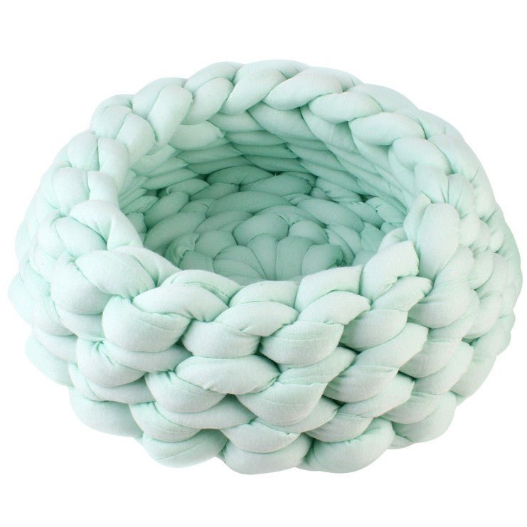 Chunky Cotton Braided Knit Pet Bed in Mint - House Of Pets Delight (HOPD)