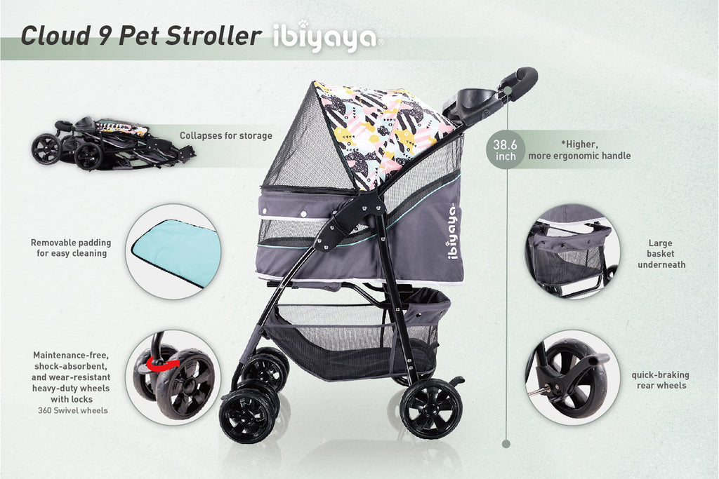 Cloud 9 Pet Stroller for Cats & Dogs up to 20kg - Mint Green - House Of Pets Delight (HOPD)