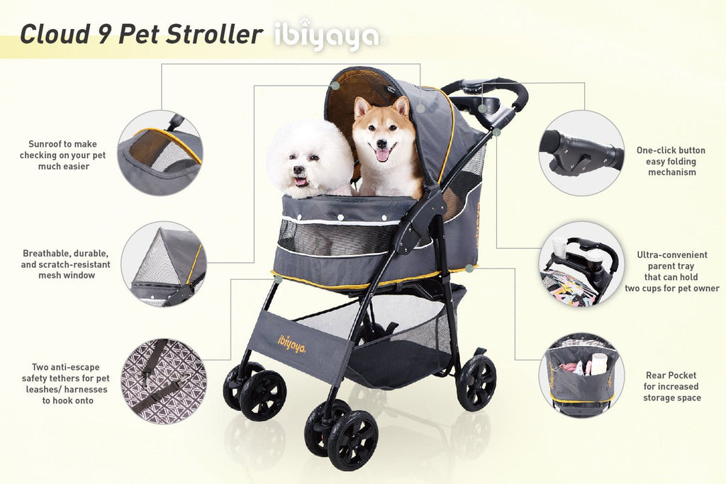 Cloud 9 Pet Stroller for Cats & Dogs up to 20kg - Mustard Yellow - House Of Pets Delight (HOPD)