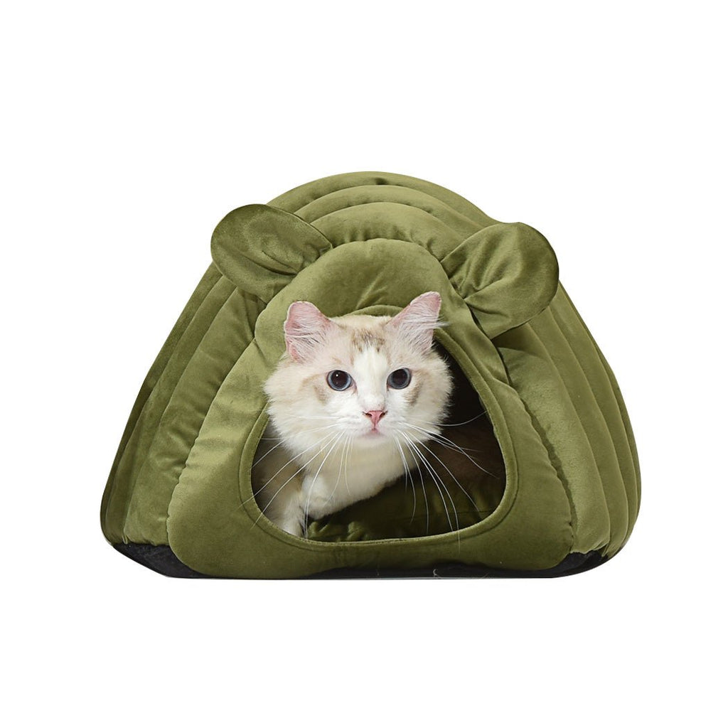 Comfy Cat Cave Igloo Round Nest Green L - House Of Pets Delight (HOPD)