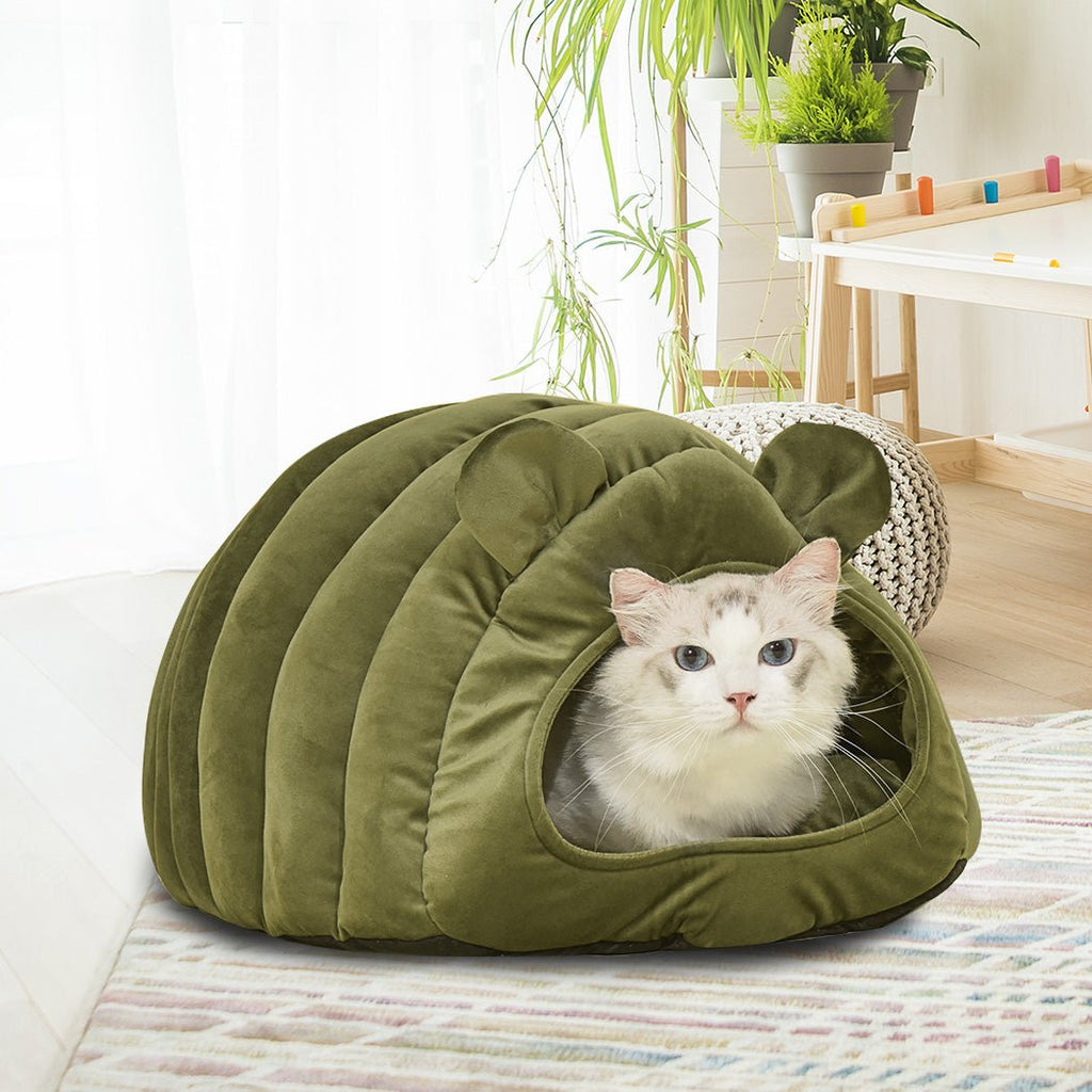 Comfy Cat Cave Igloo Round Nest Green L - House Of Pets Delight (HOPD)