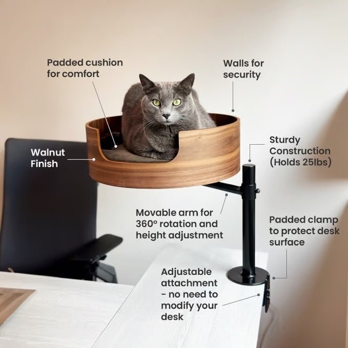 Desk Nest Cat Bed - The Purrfect Cat Bed for Your Desk - House Of Pets Delight (HOPD)