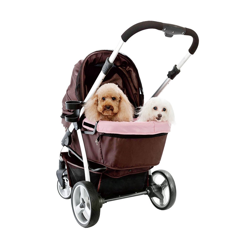 Elegant Retro I Dog Stroller - Brown Pink - House Of Pets Delight (HOPD)