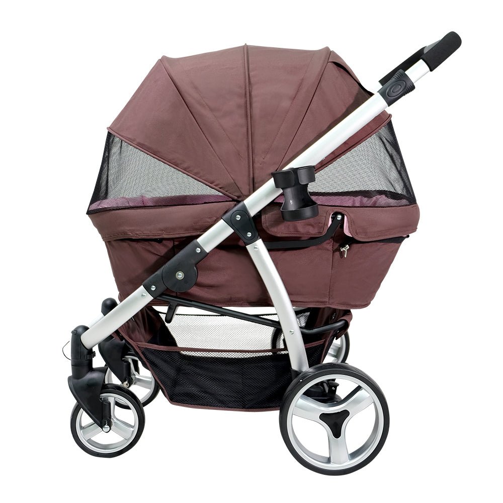 Elegant Retro I Dog Stroller - Brown Pink - House Of Pets Delight (HOPD)