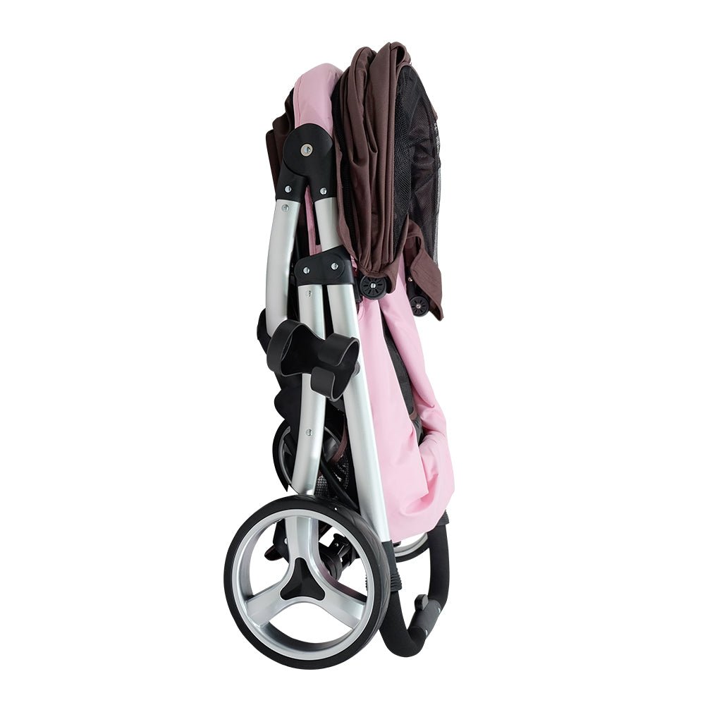 Elegant Retro I Dog Stroller - Brown Pink - House Of Pets Delight (HOPD)