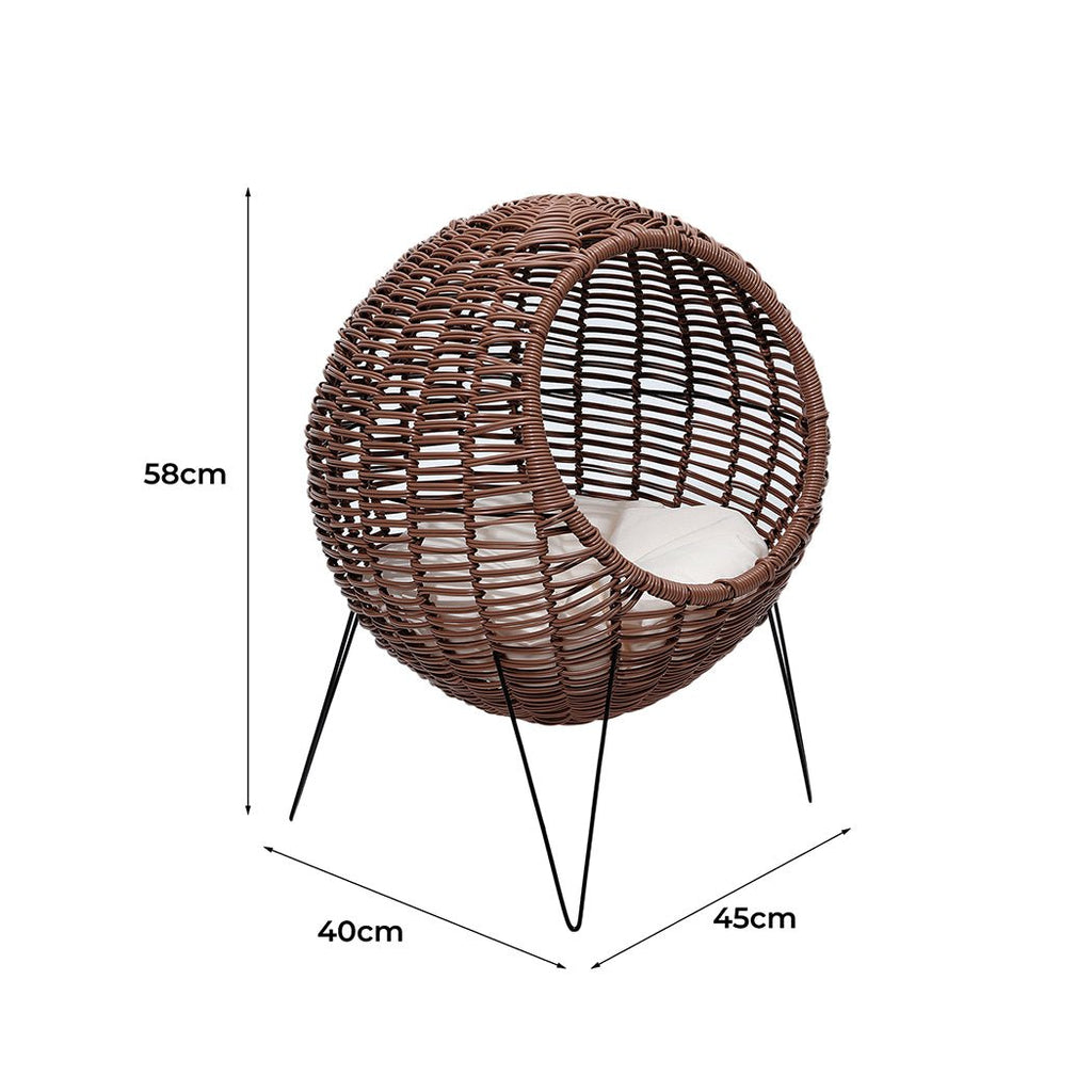 Elevated Rattan Egg Shape Pet Bed - House Of Pets Delight (HOPD)