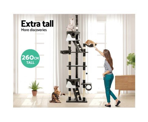 Extra Tall 260cm Multi Level Cat Scratching Post - House Of Pets Delight (HOPD)