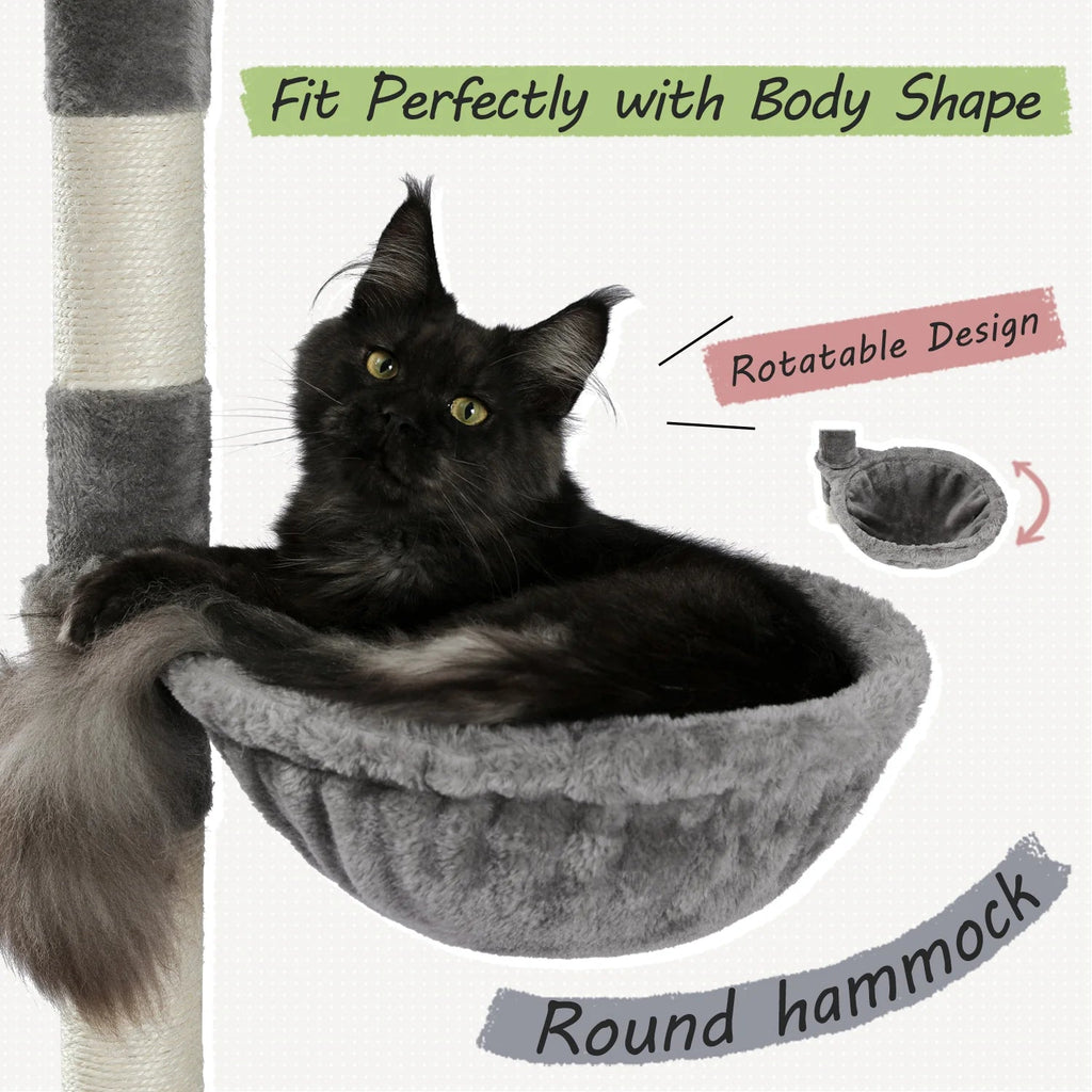 Floor to Ceiling Height Adjustable Cat Condo Bed - Grey - House Of Pets Delight (HOPD)