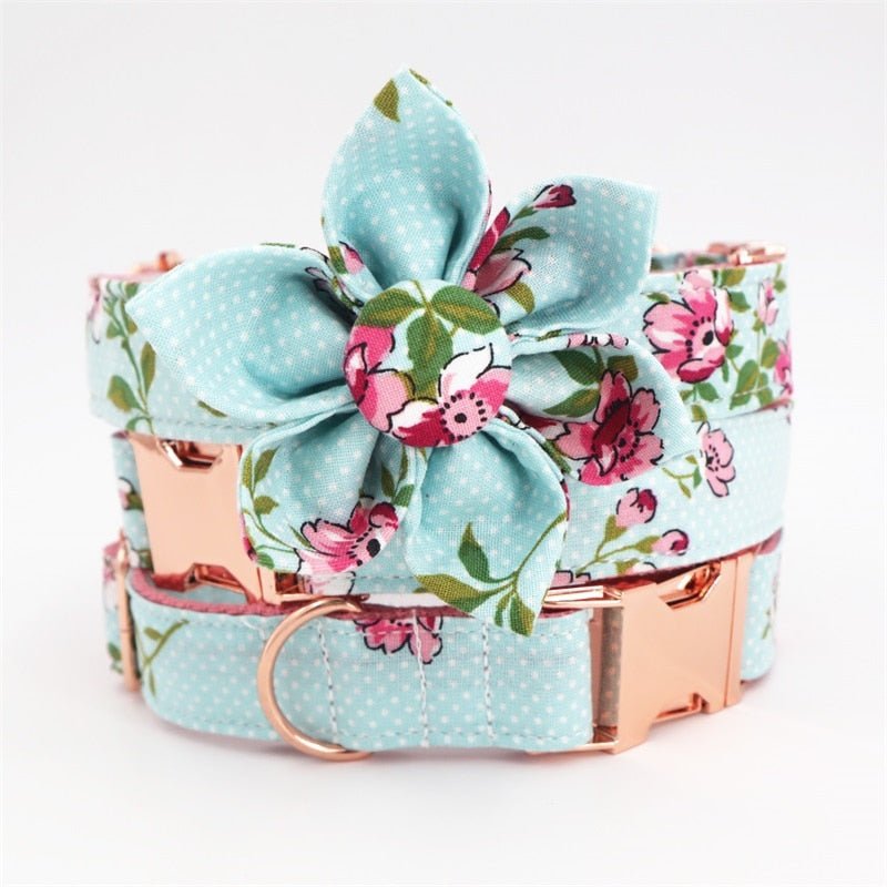 Flower Collar & Lead in Blue Set - House Of Pets Delight (HOPD)