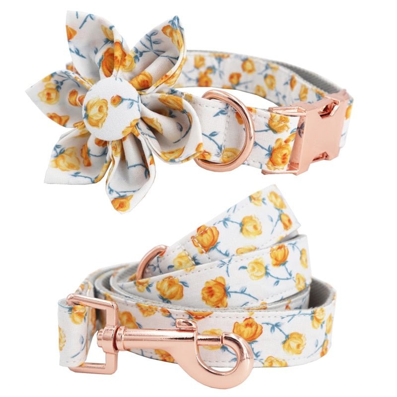 Flower Collar & Lead Set in Yellow - House Of Pets Delight (HOPD)