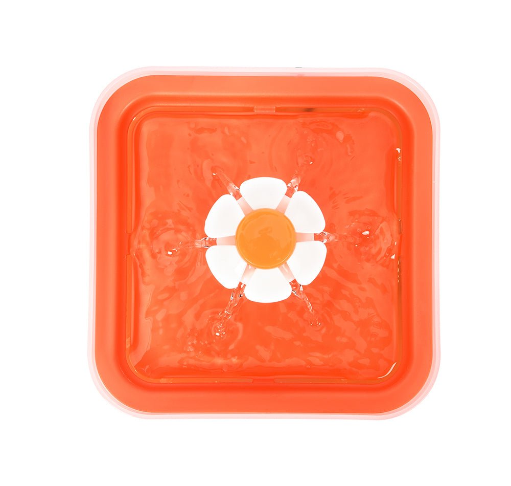 Flower Electric Pet Water Fountain W LED - Orange - House Of Pets Delight (HOPD)