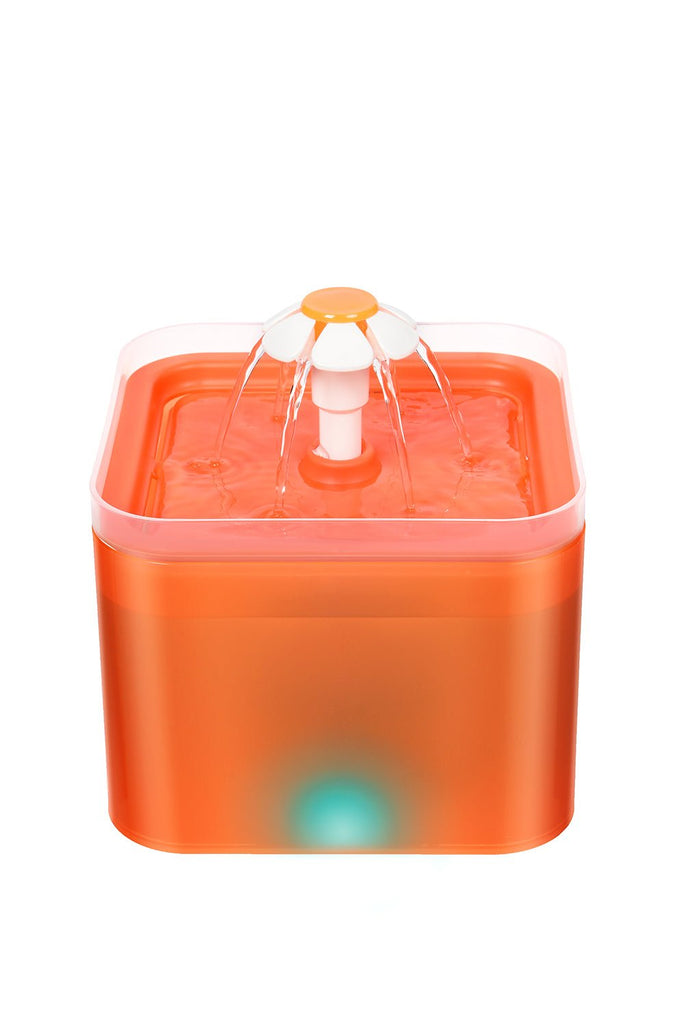 Flower Electric Pet Water Fountain W LED - Orange - House Of Pets Delight (HOPD)