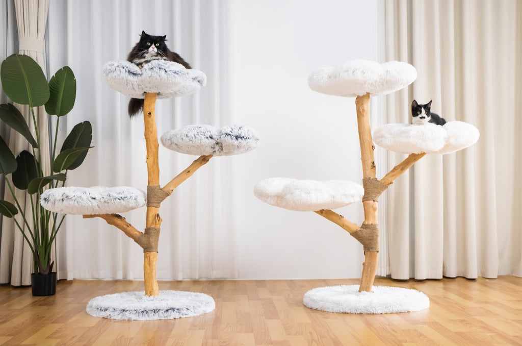 Fluffy Blossom Real Wood Cat Tree XL - Grey - House Of Pets Delight (HOPD)