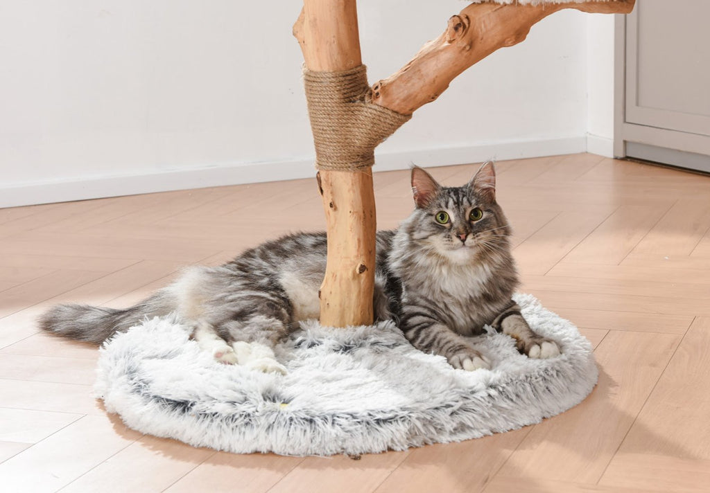 Fluffy Blossom Real Wood Cat Tree XL - Grey - House Of Pets Delight (HOPD)