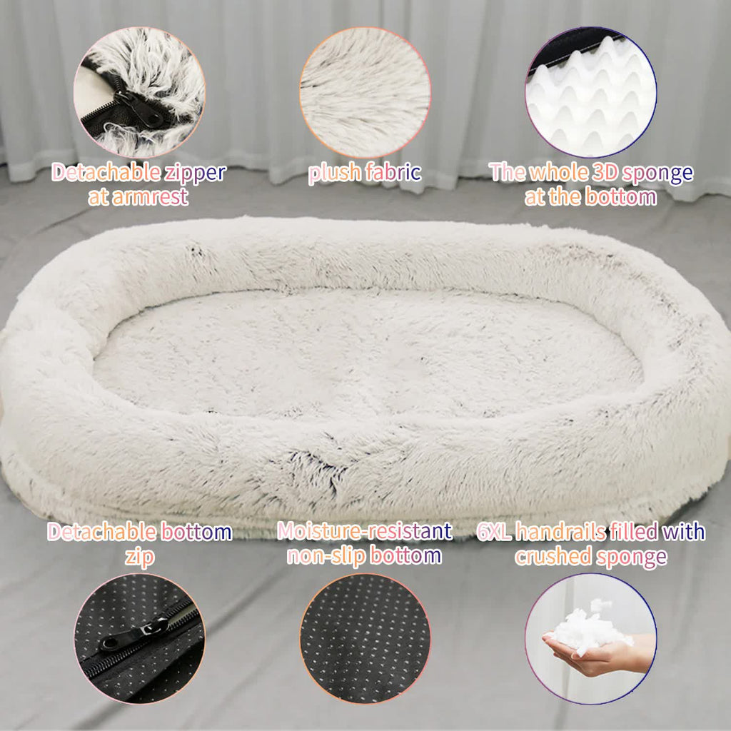 Fluffy Oval - Shaped Pet Bed - Beige - House Of Pets Delight (HOPD)