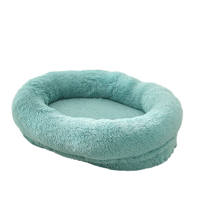 Fluffy Oval - Shaped Pet Bed - Dusty Blue - House Of Pets Delight (HOPD)