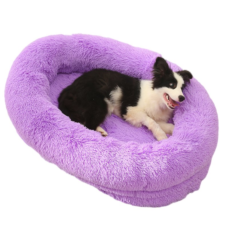 Fluffy Oval - Shaped Pet Bed - Lavender - House Of Pets Delight (HOPD)