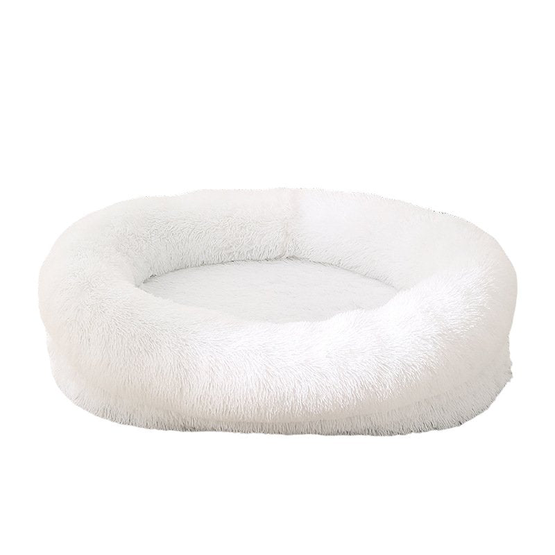 Fluffy Oval - Shaped Pet Bed - Snow White - House Of Pets Delight (HOPD)