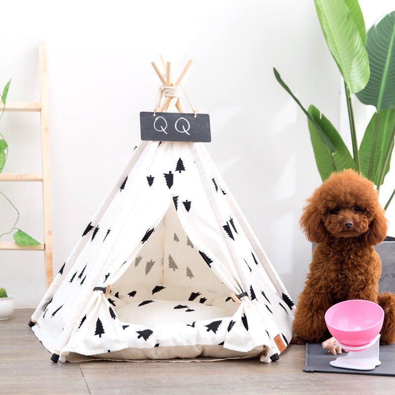 Forest Pet Teepee with Plush Cushion - House Of Pets Delight (HOPD)