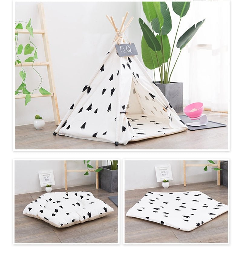 Forest Pet Teepee with Plush Cushion - House Of Pets Delight (HOPD)