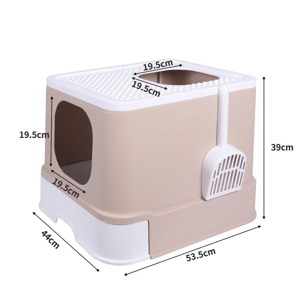 Fully Enclosed Kitty Toilet Basin in Blush - House Of Pets Delight (HOPD)