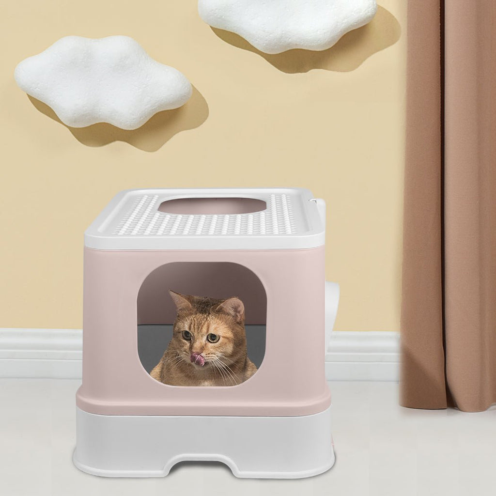 Fully Enclosed Kitty Toilet Basin in Blush - House Of Pets Delight (HOPD)