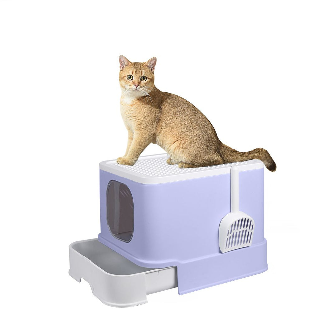 Fully Enclosed Kitty Toilet Basin in Purple - House Of Pets Delight (HOPD)