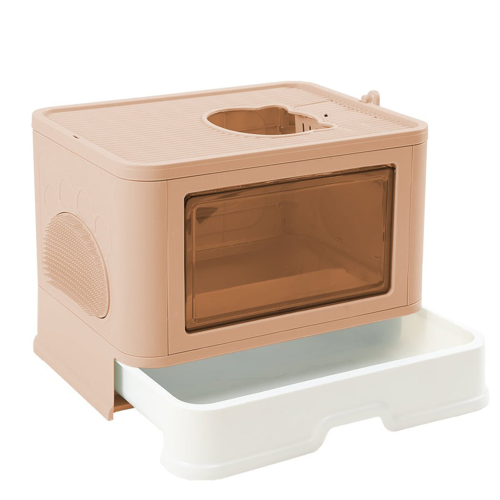 Grooming Foldable Enclosed Cat Litter Box in Pink - House Of Pets Delight (HOPD)