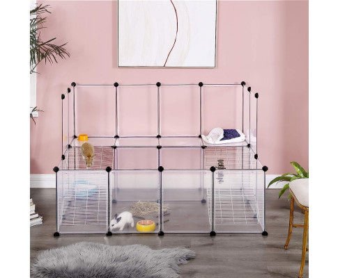 Guinea Pig Playpen with Dense Ramp White - House Of Pets Delight (HOPD)