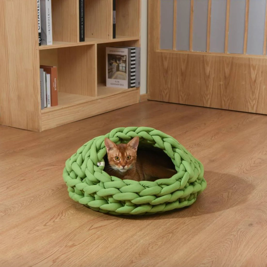 Handmade Luxurious Feline Haven Comfort Cat Nest - Avocado - House Of Pets Delight (HOPD)