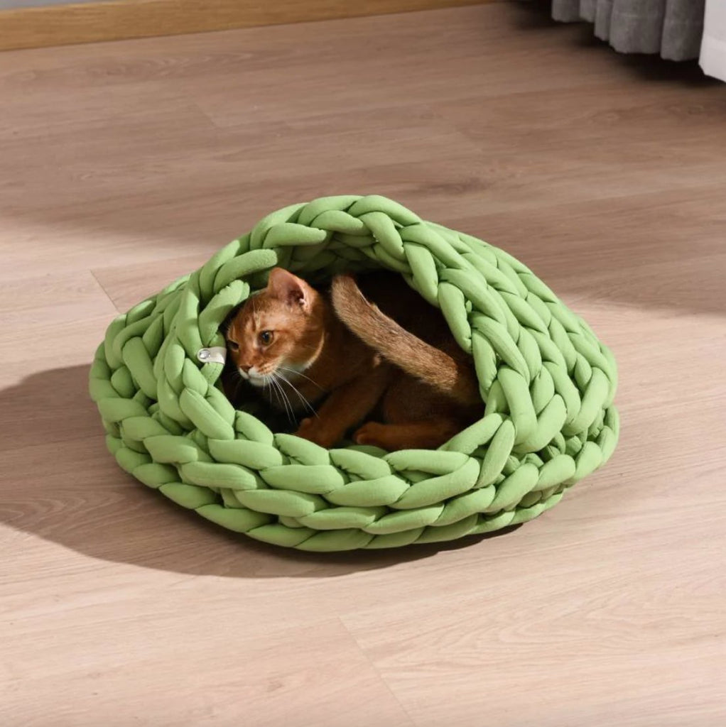 Handmade Luxurious Feline Haven Comfort Cat Nest - Avocado - House Of Pets Delight (HOPD)