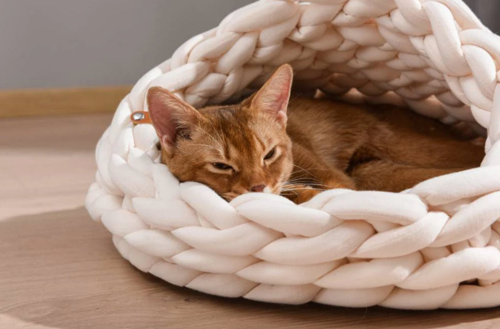 Handmade Luxurious Feline Haven Comfort Cat Nest - Cream - House Of Pets Delight (HOPD)