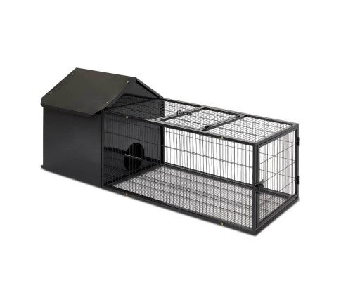 Hutch with Run in Midnight Black - House Of Pets Delight (HOPD)