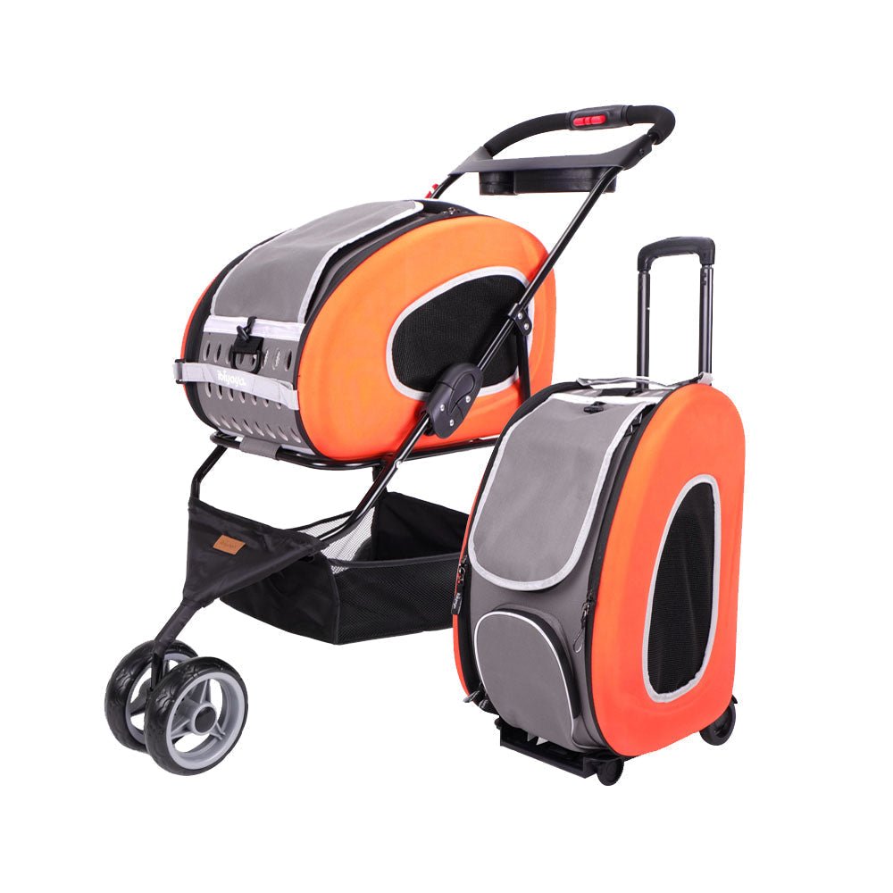 Ibiyaya 5 - in - 1 Combo Pet Carrier & Stroller - Tangerine - House Of Pets Delight (HOPD)