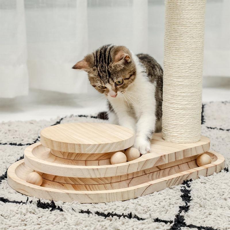 Interactive Turntable Wooden Ball Cat Toy - House Of Pets Delight (HOPD)